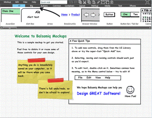 Example of wireframe with Balsamiq