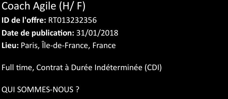 coach agile annonce